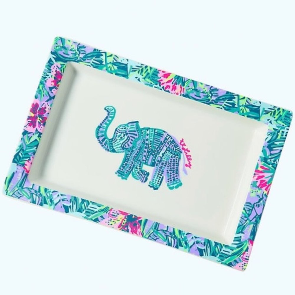 Lilly Pulitzer Slathouse Soirée Elephant Ceramic Tray
